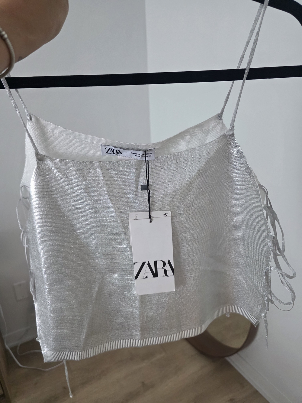 ZARA Silver Metallic Spaghetti-Strap Cami - Picture 7 of 8